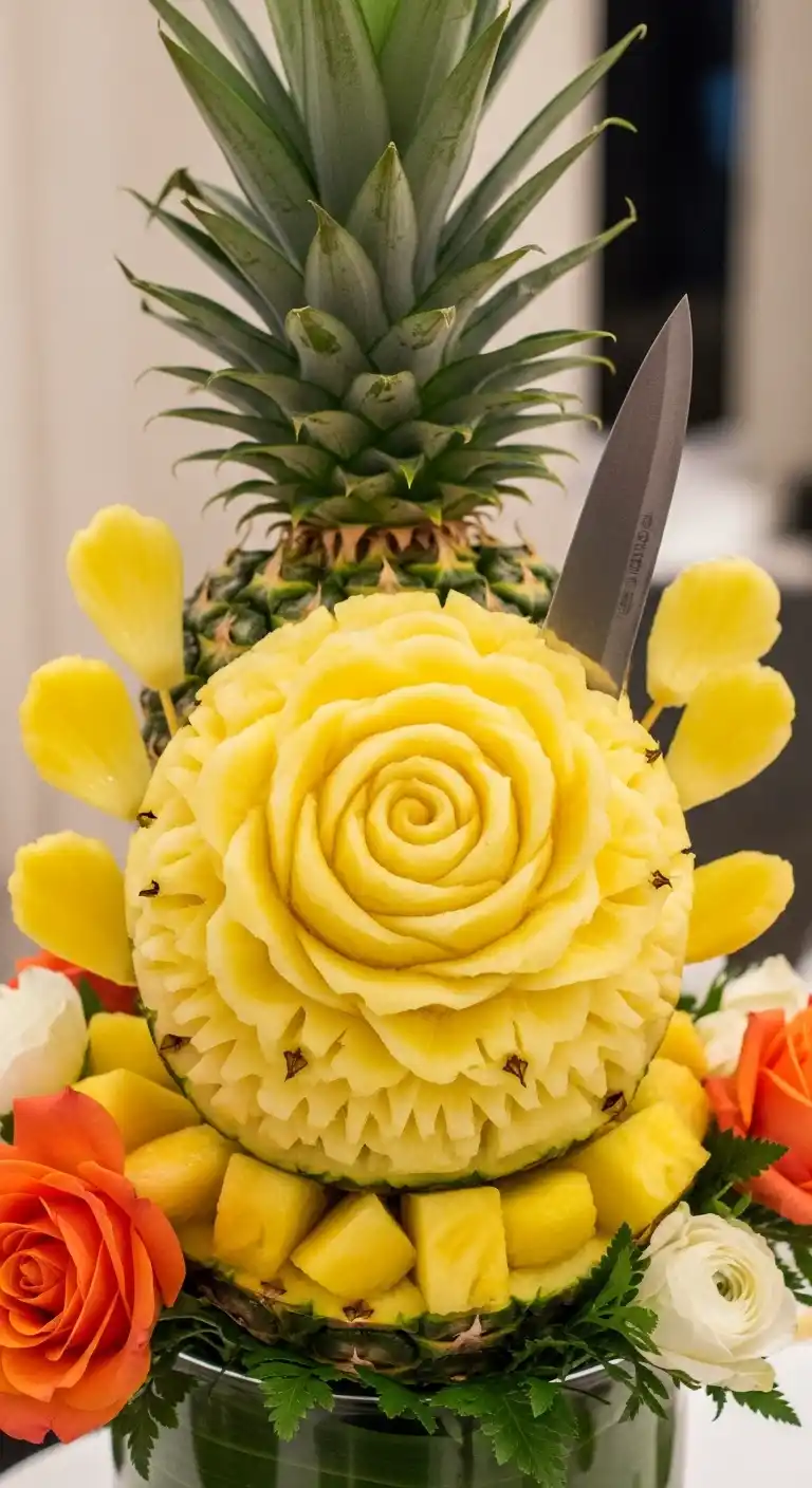 15. Pineapple Rose Sculpture
