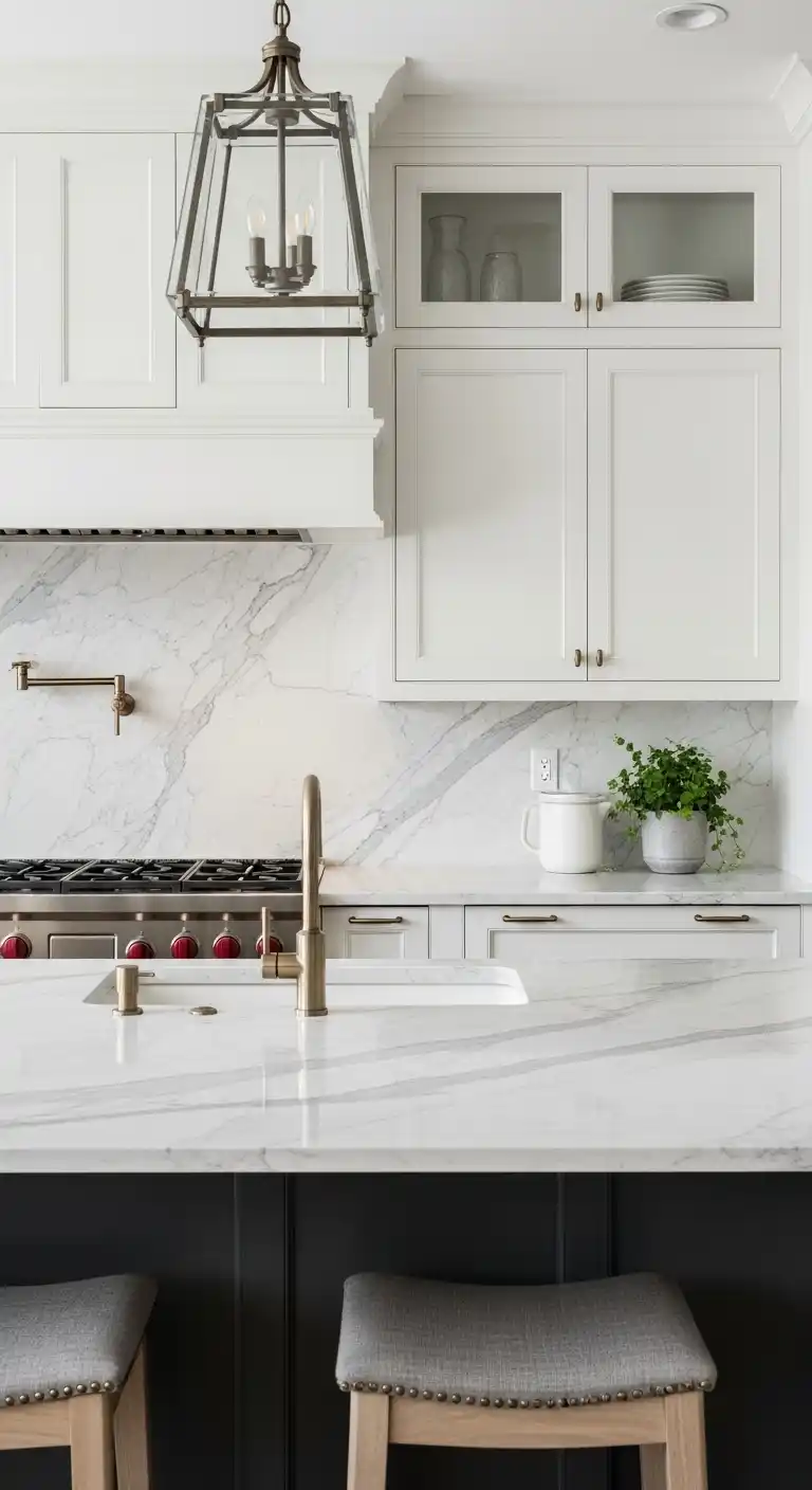 17. Mixed Stone Look with Calacatta as the Centerpiece