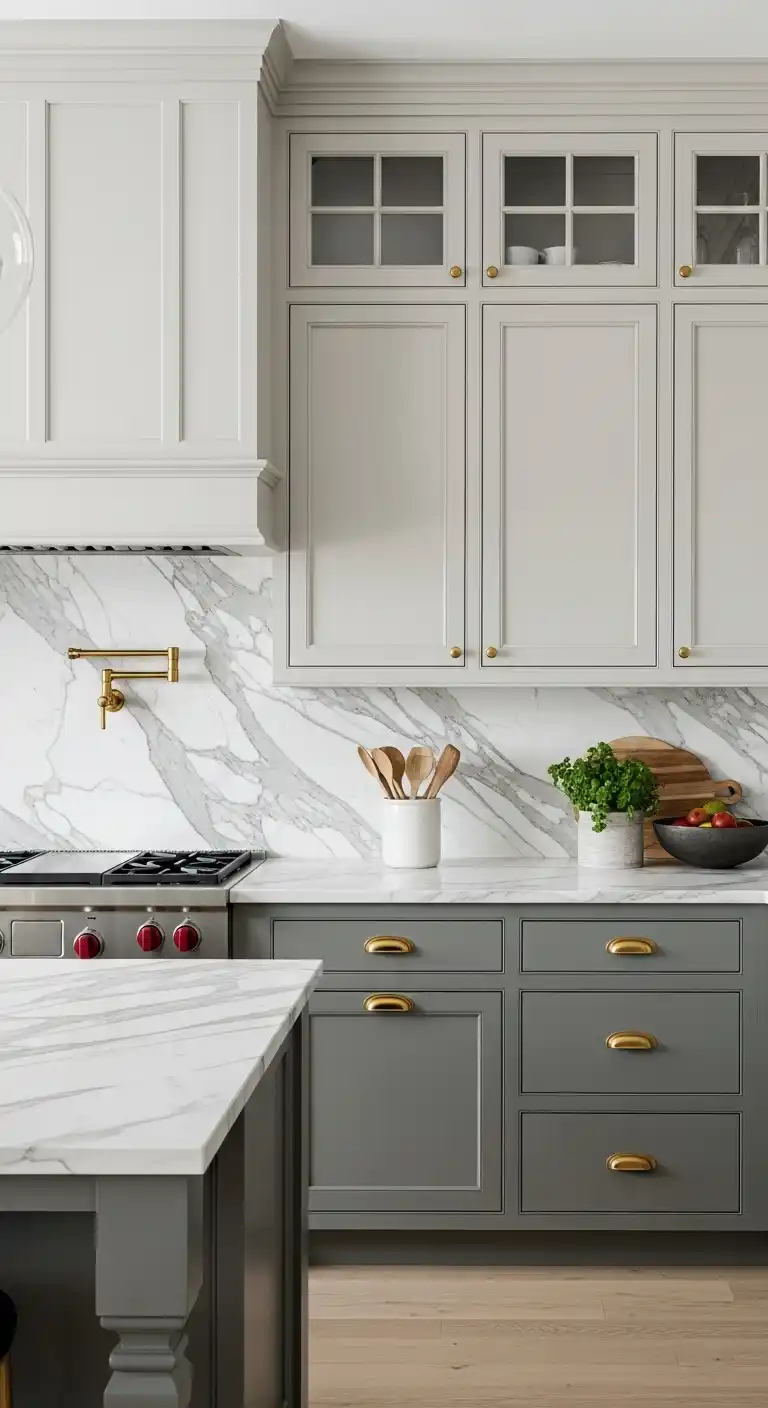 19. Calacatta Marble with Two-Tone Cabinets