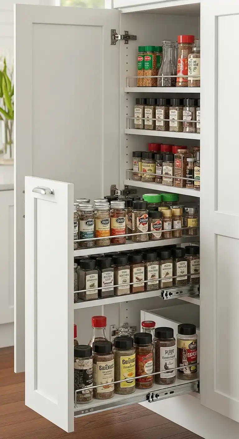19). Install Slide-Out Trays for Spices