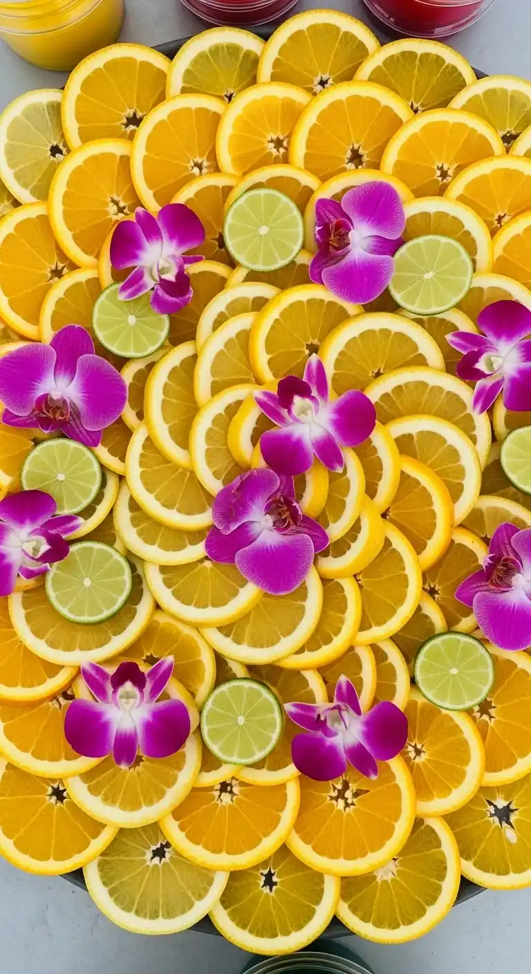 22. Citrus Spiral with Orchid Accents