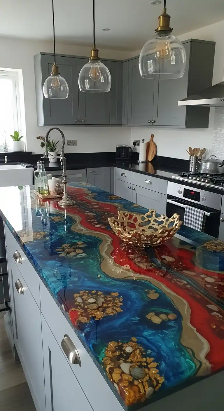 23. Try Resin Countertops for Bold Customization