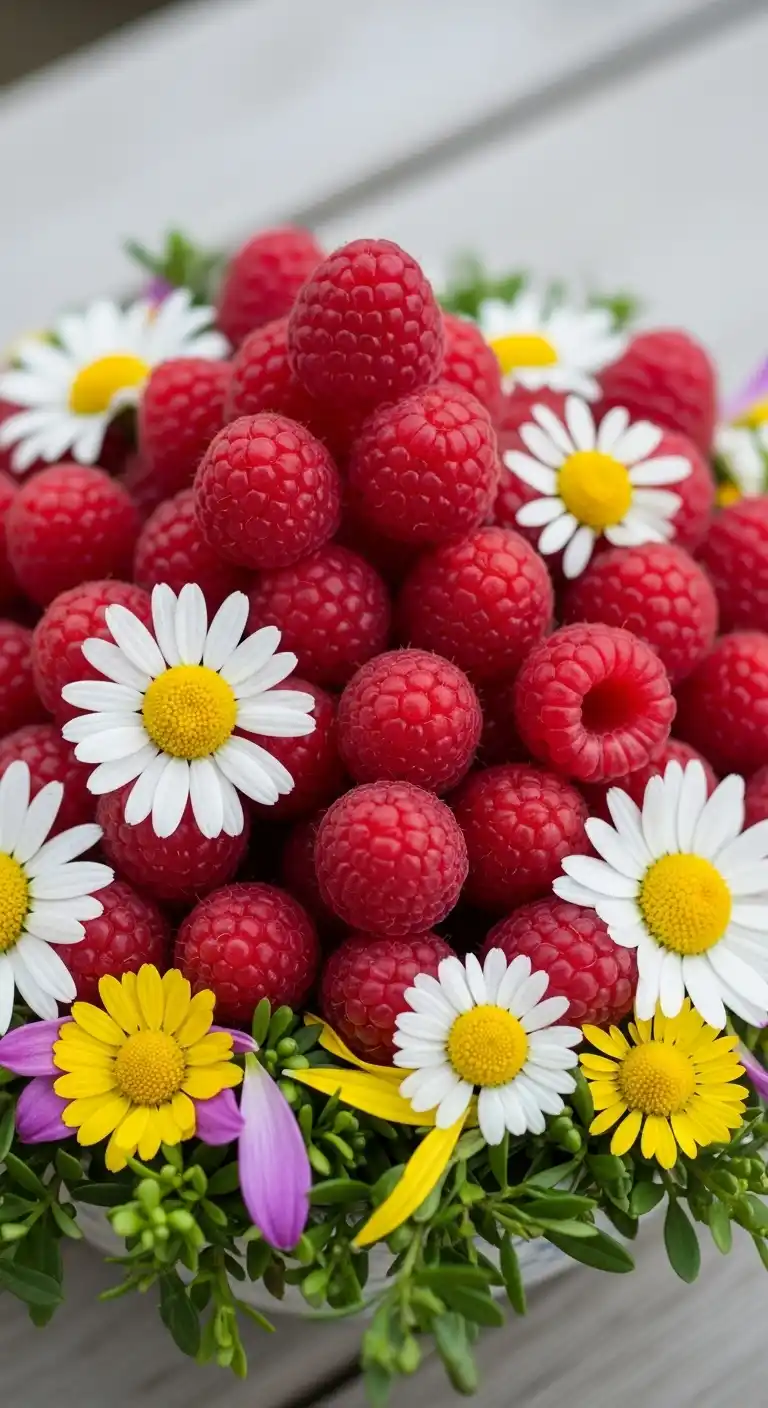 25. Raspberry and Daisy Sweet Arrangement
