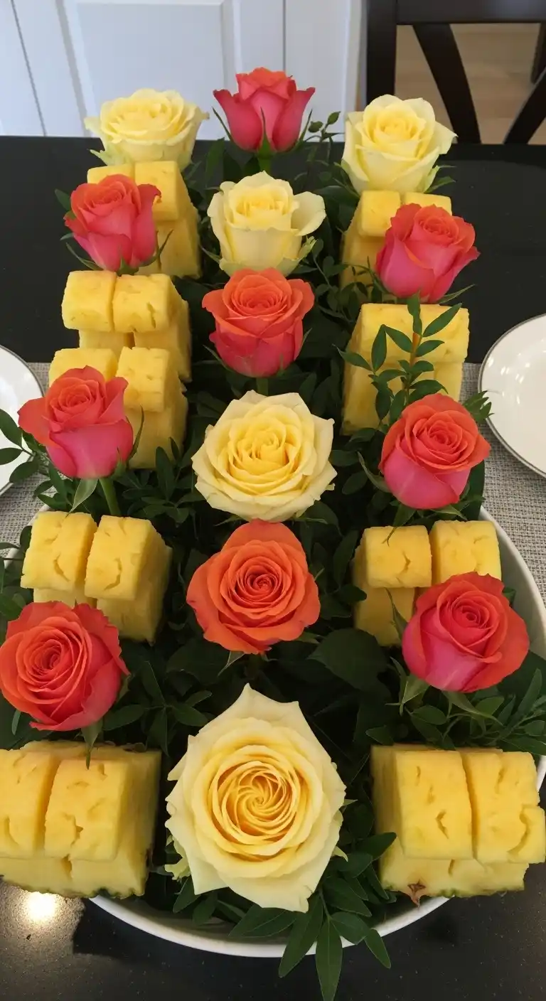 27. Pineapple and Rose Celebration Display