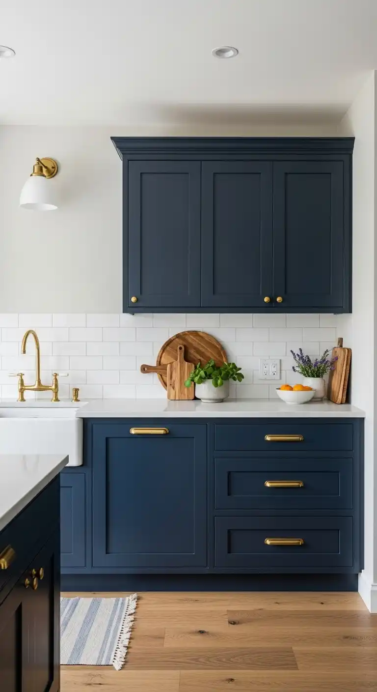 4. Bold Navy Blue Painted Cabinets