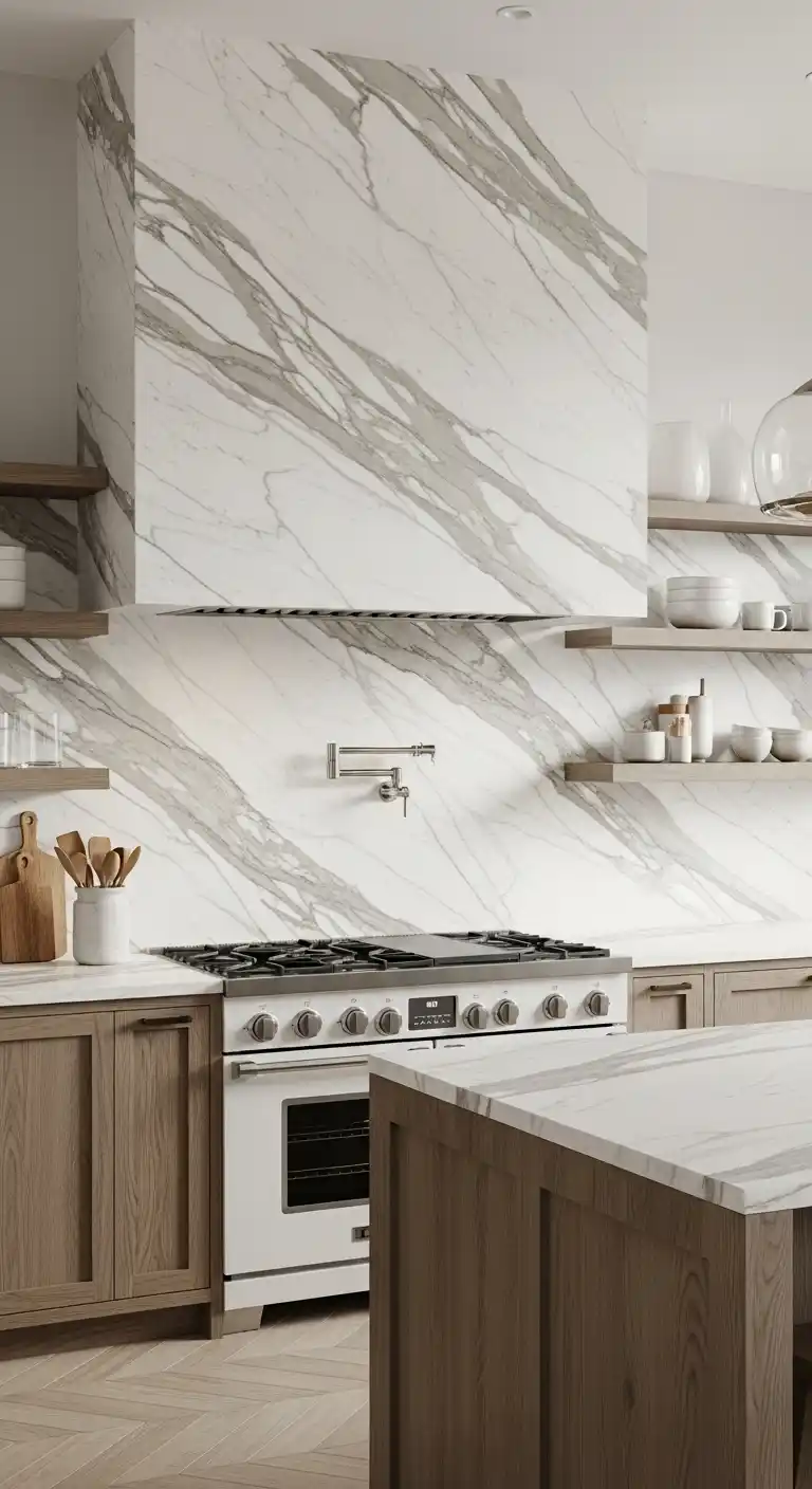 5. Bold Vein Calacatta Marble Feature Wall