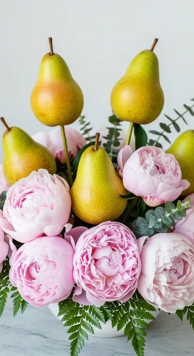 5. Elegant Pear and Peony Ensemble