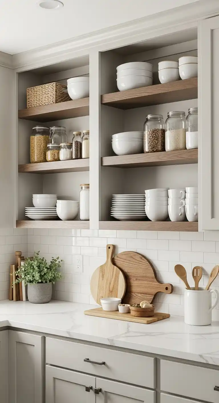 5. Install Open Shelving in Place of Upper Cabinets