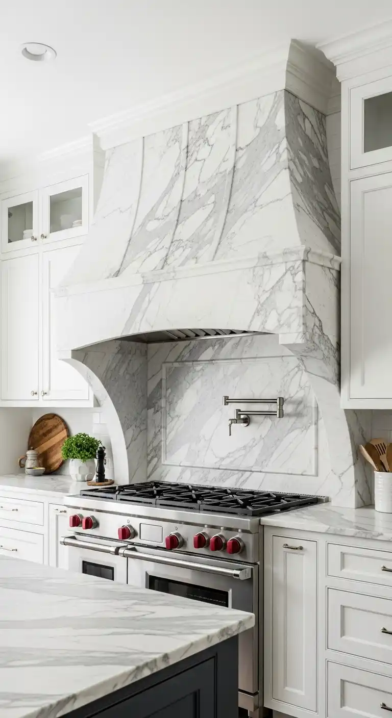 9. Statement Calacatta Marble Hood Surround