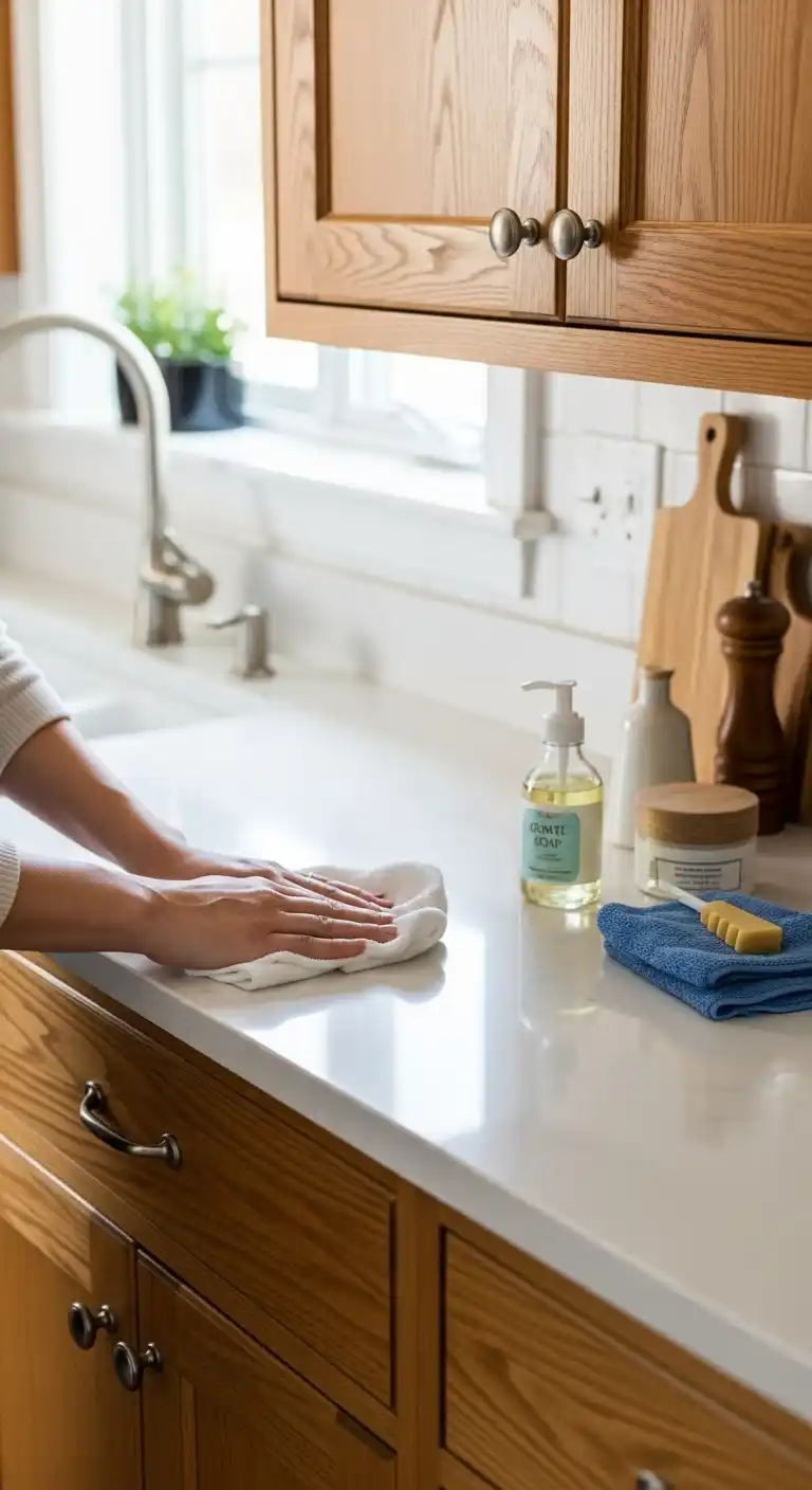 Maintaining Quartz Countertops with Oak Cabinets