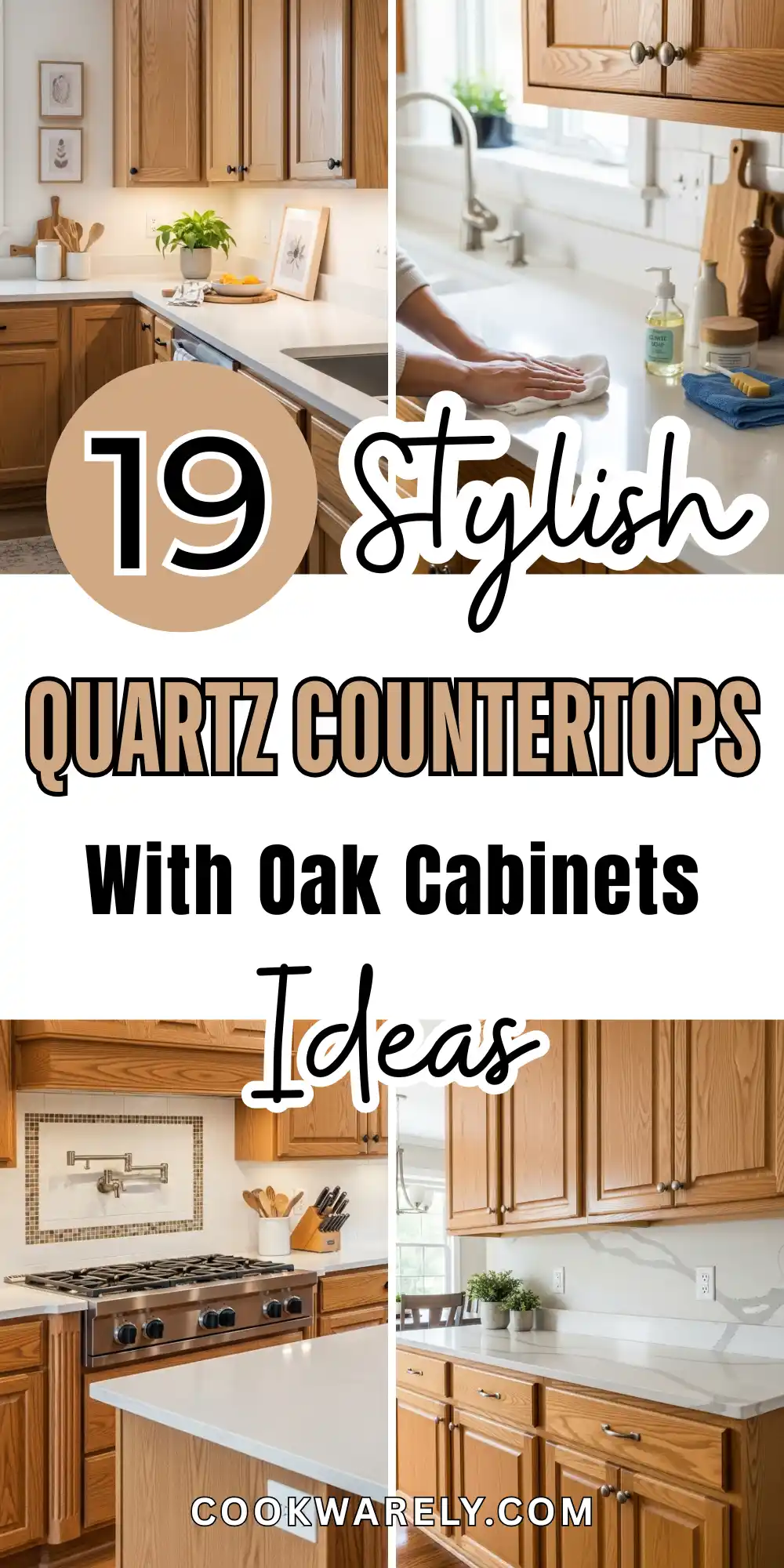 Quartz Countertops with Oak Cabinets