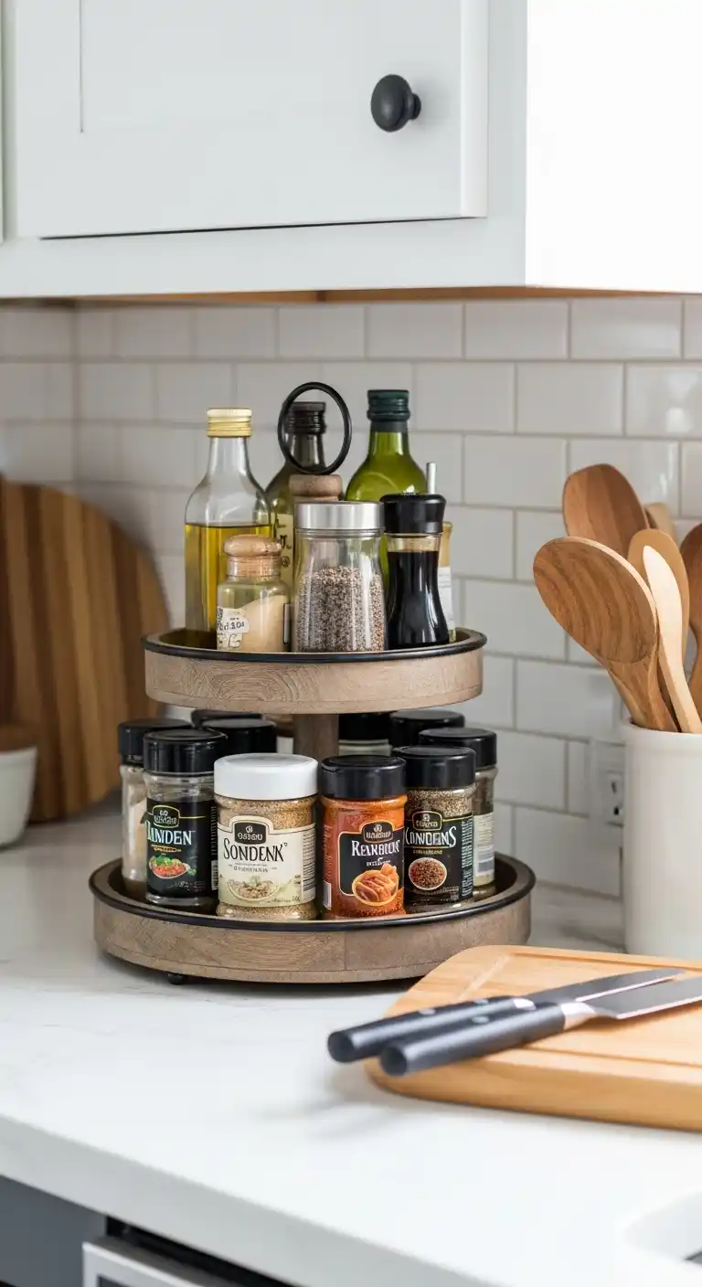 1. Use Tiered Trays To Organize Small Essentials