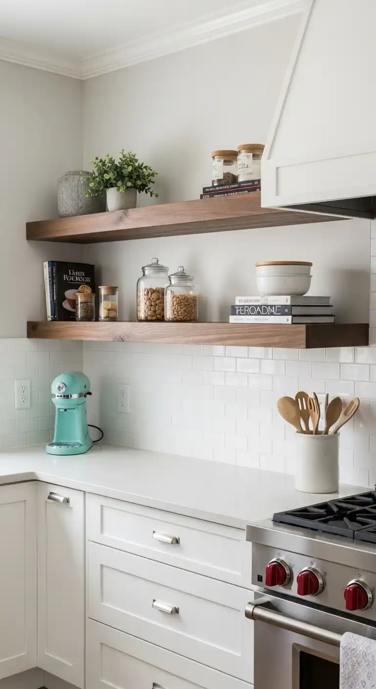 11. Install A Floating Shelf Above The Counter