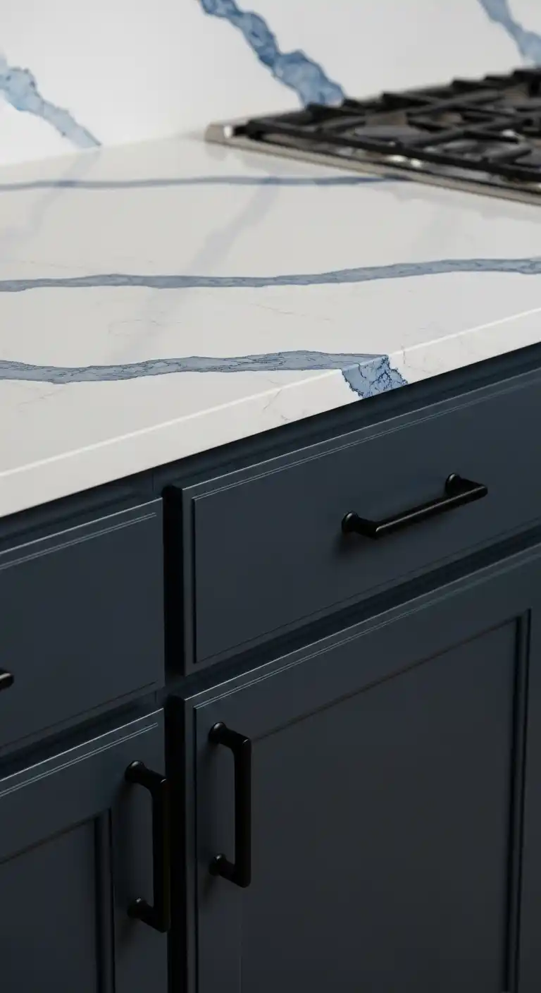 12. Navy Veining With Matte Black Hardware
