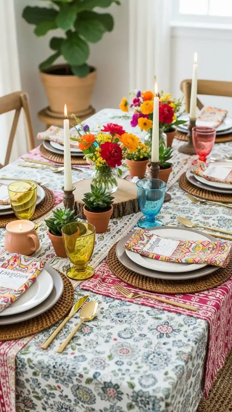 13. Boho Chic Casual Table Setting
