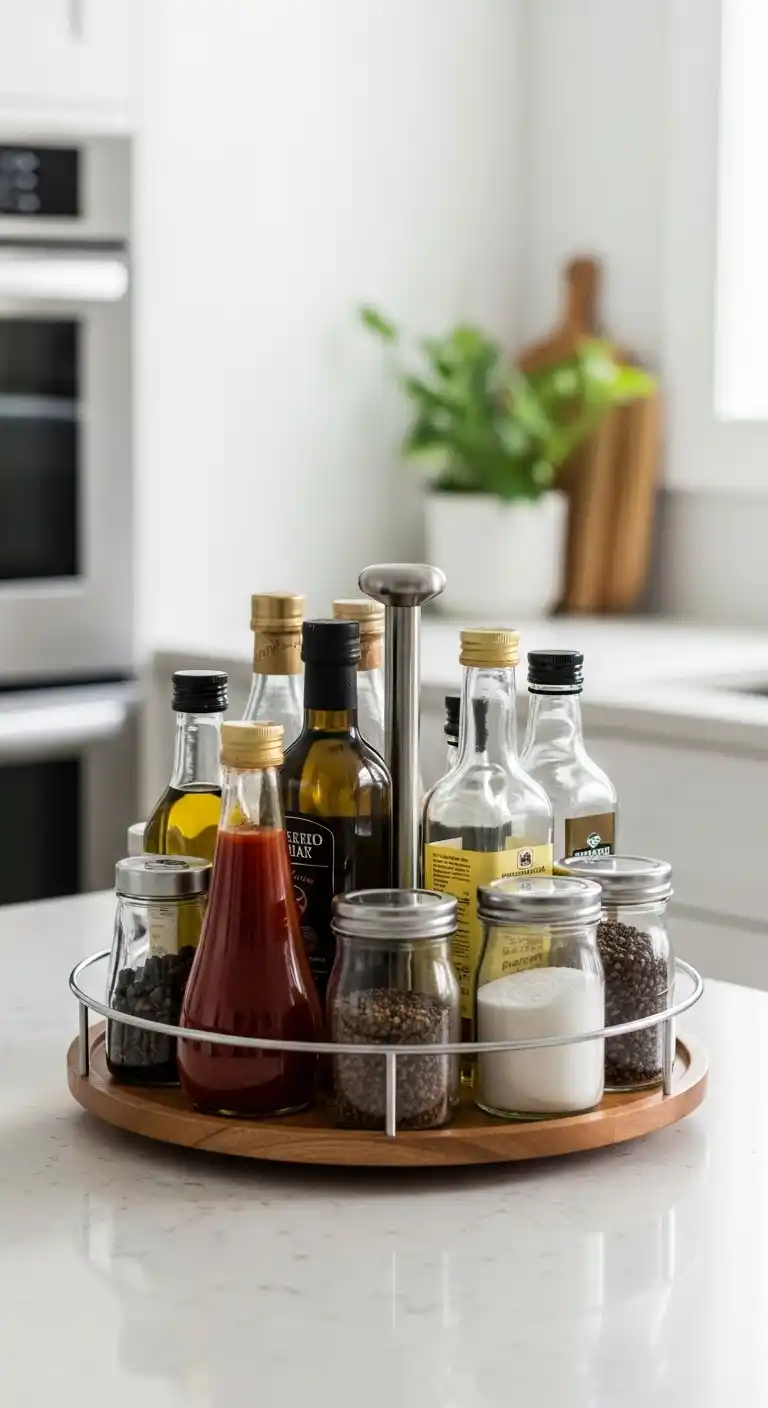 13. Use A Lazy Susan For Condiments And Oils