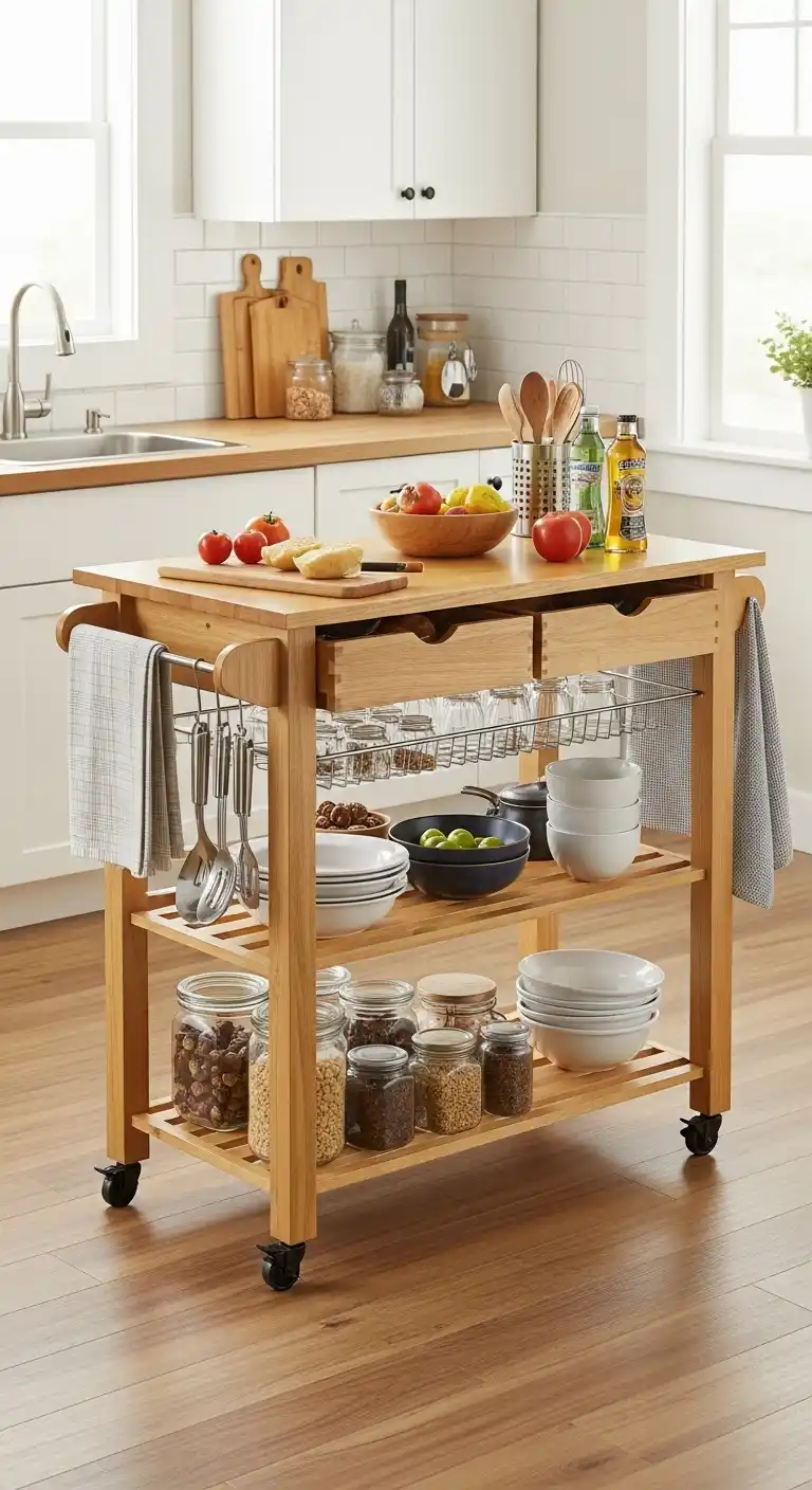 14. Add A Portable Kitchen Island For Functionality