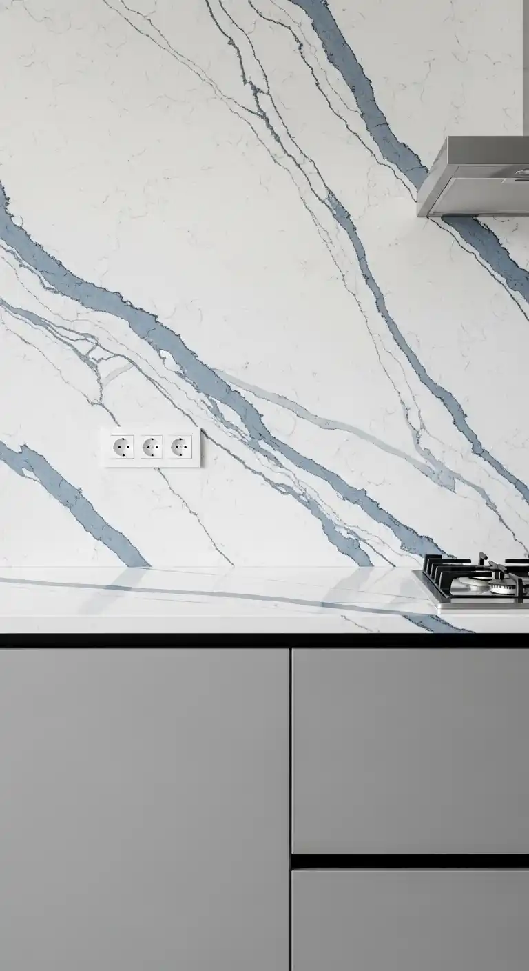 16. Quartz With Storm Inspired Blue Swirls