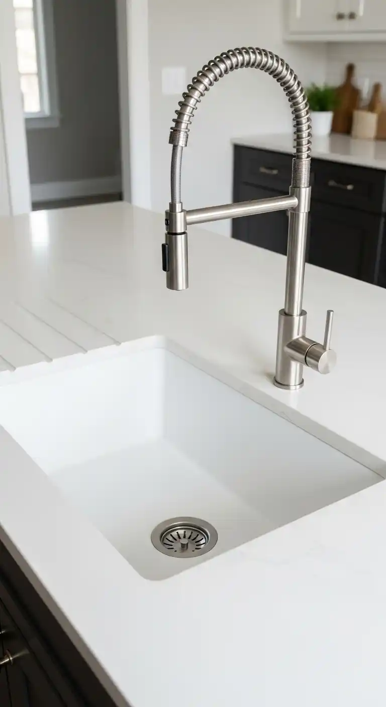16. White Quartz With Integrated Sinks