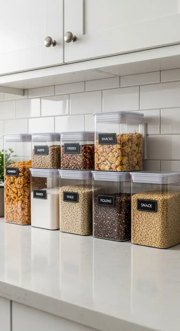 18. Implement Clear Canisters For Snacks Or Dry Goods