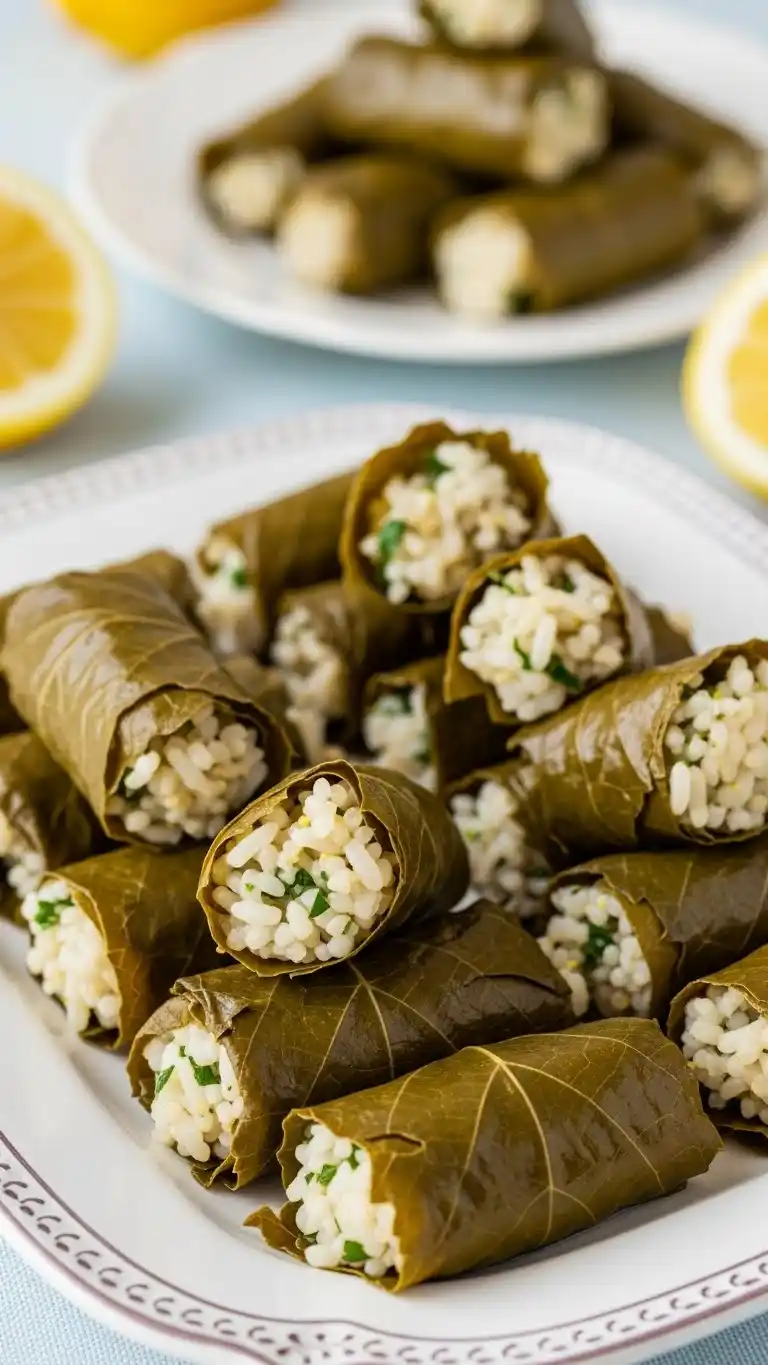 18. Stuffed Grape Leaves with Lemon Rice