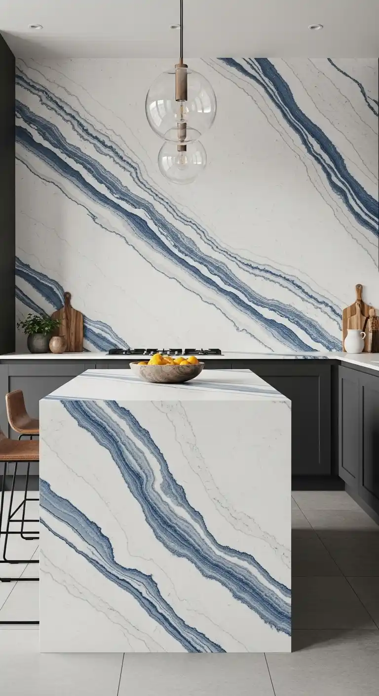 19. High Movement Blue Veins For Artistic Kitchens