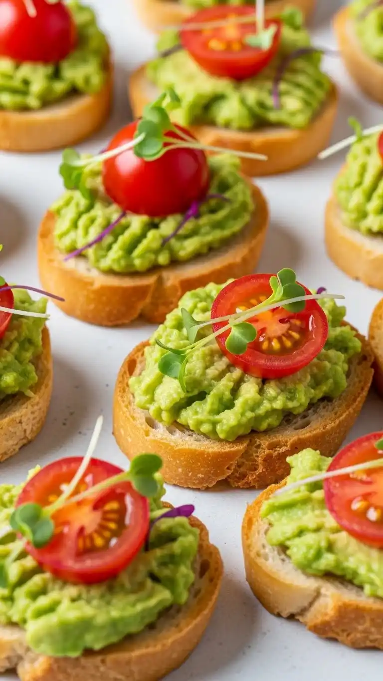 19. Mini Avocado Toast with Cherry Tomatoes