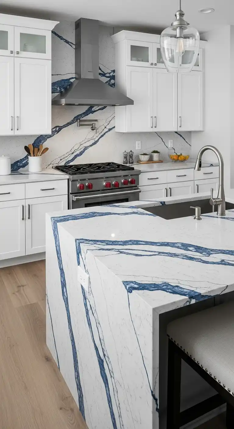 2. Bold Navy Veins For Modern Contrast