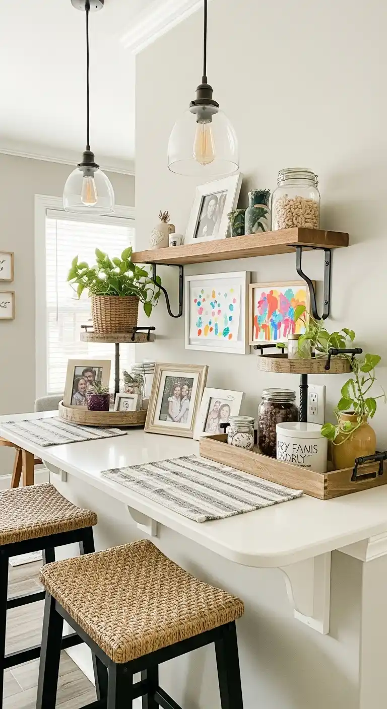 21. Personalized Breakfast Bar Styling With Family Touches