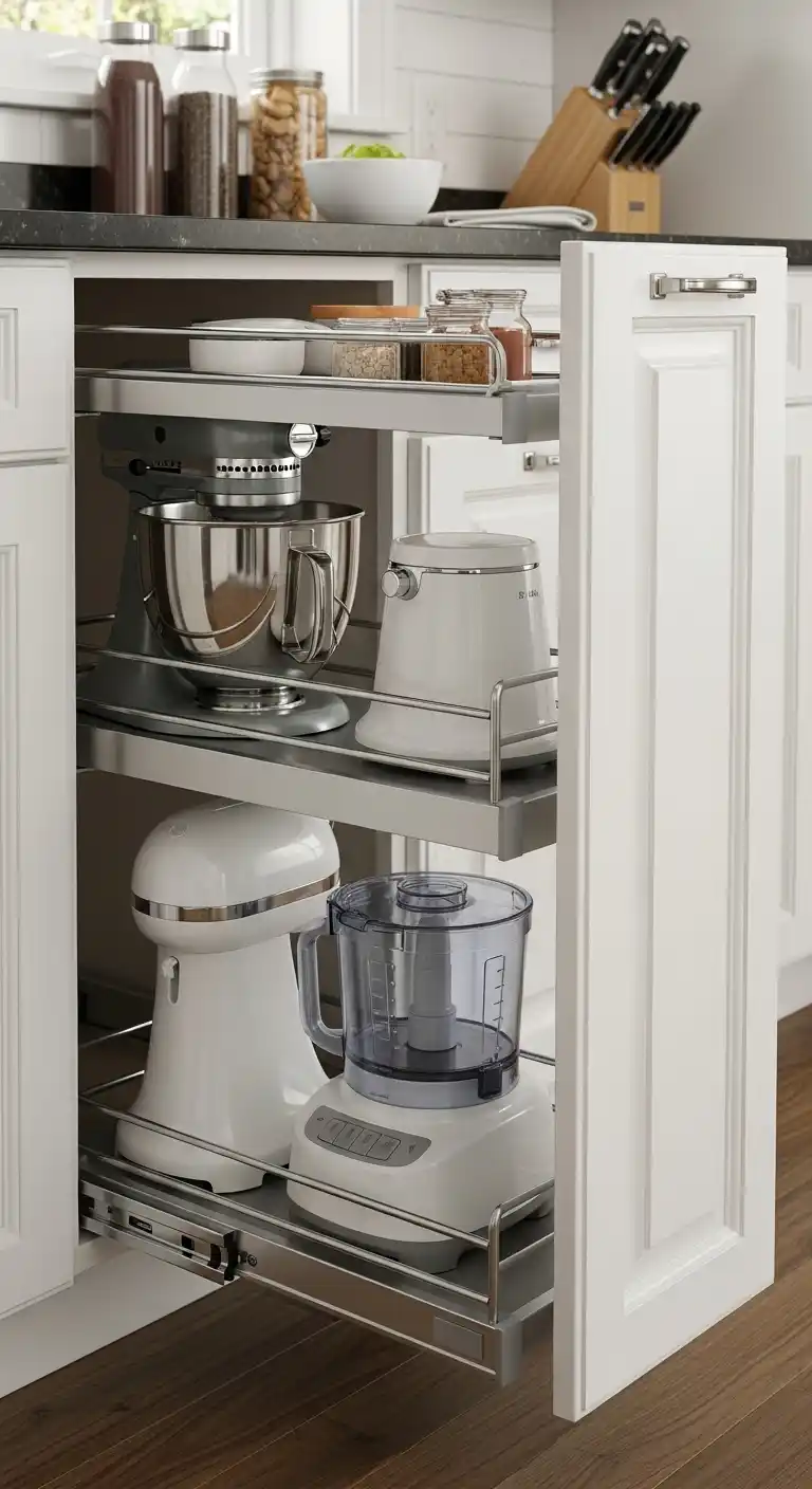 21. Store Frequently Used Appliances On Pull Out Shelves