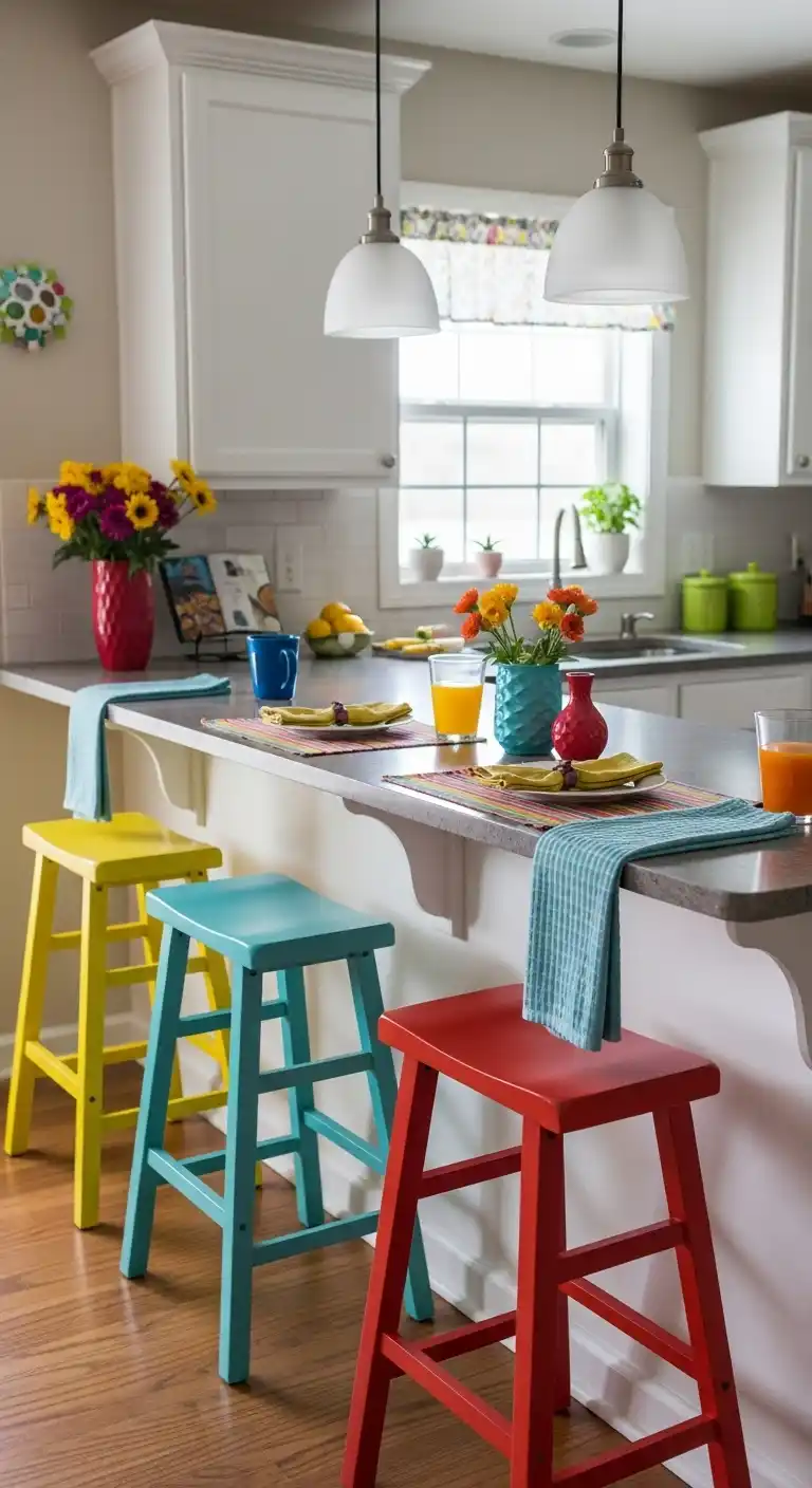3. Colorful Accents For A Cheerful Breakfast Nook
