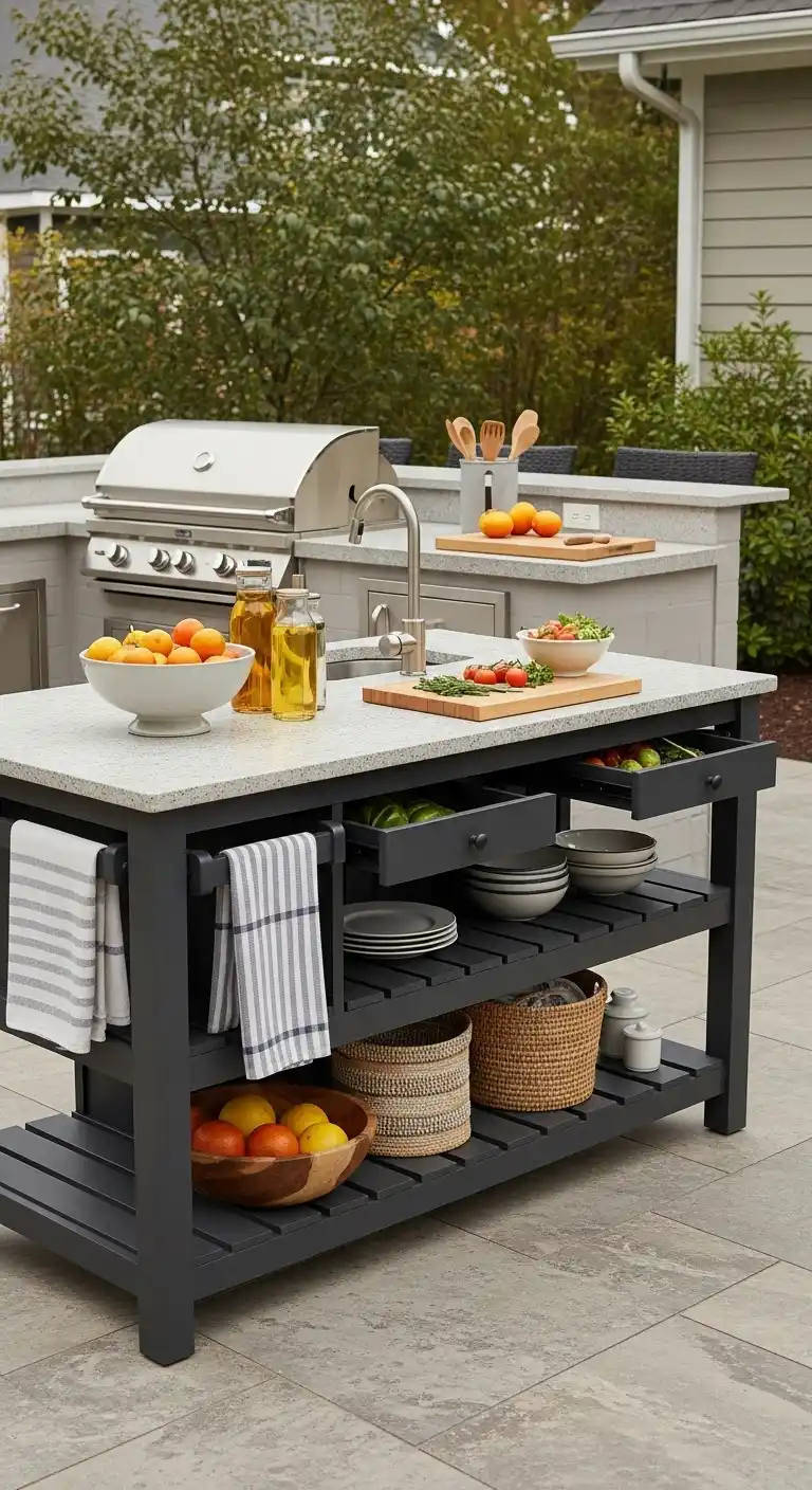 4. Compact Island Layout for Small Backyards