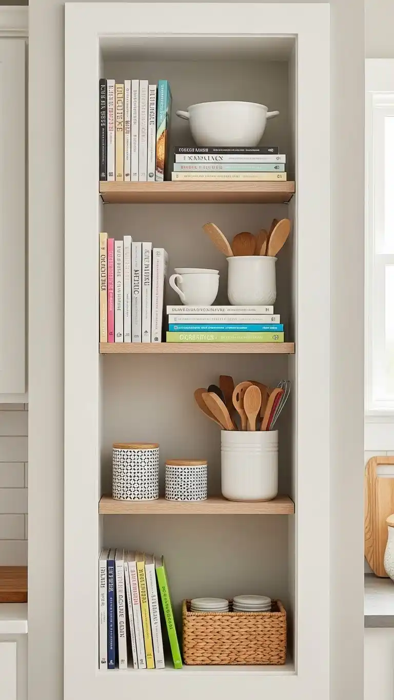 4. Open Shelving for Cookbooks