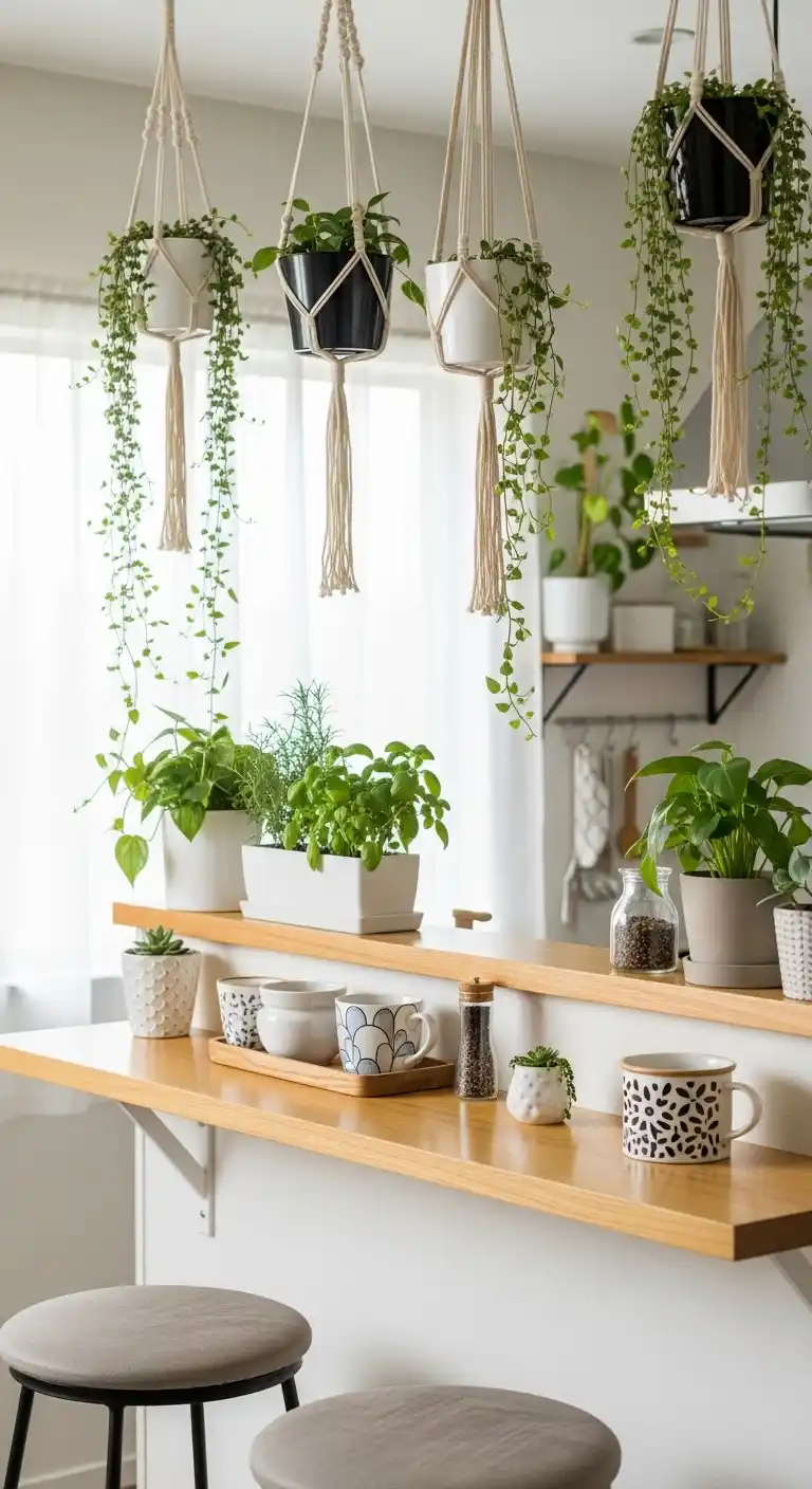 5. Greenery And Plant Inspired Breakfast Bar Styling