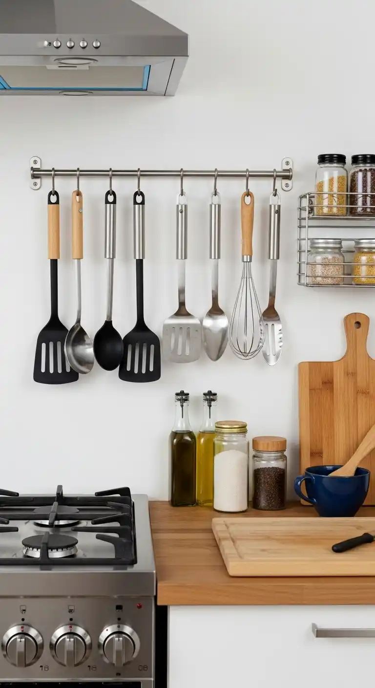 6. Hang Utensils On Wall Racks