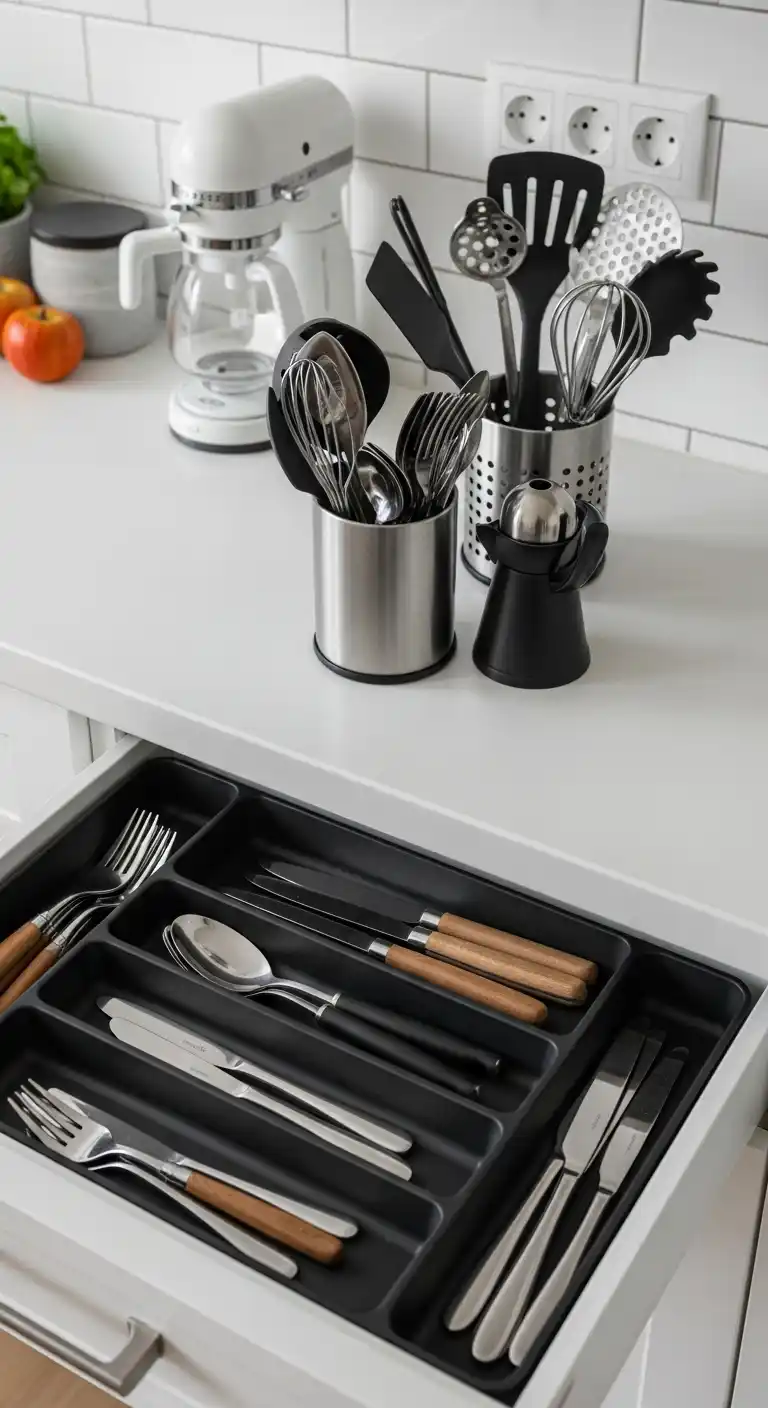 7. Use Drawer Organizers Instead Of Countertop Holders