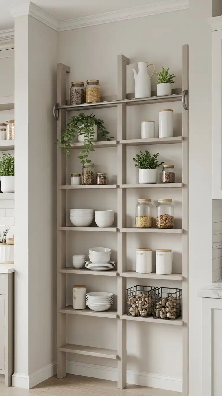 8. Vertical Storage Ladder Shelves