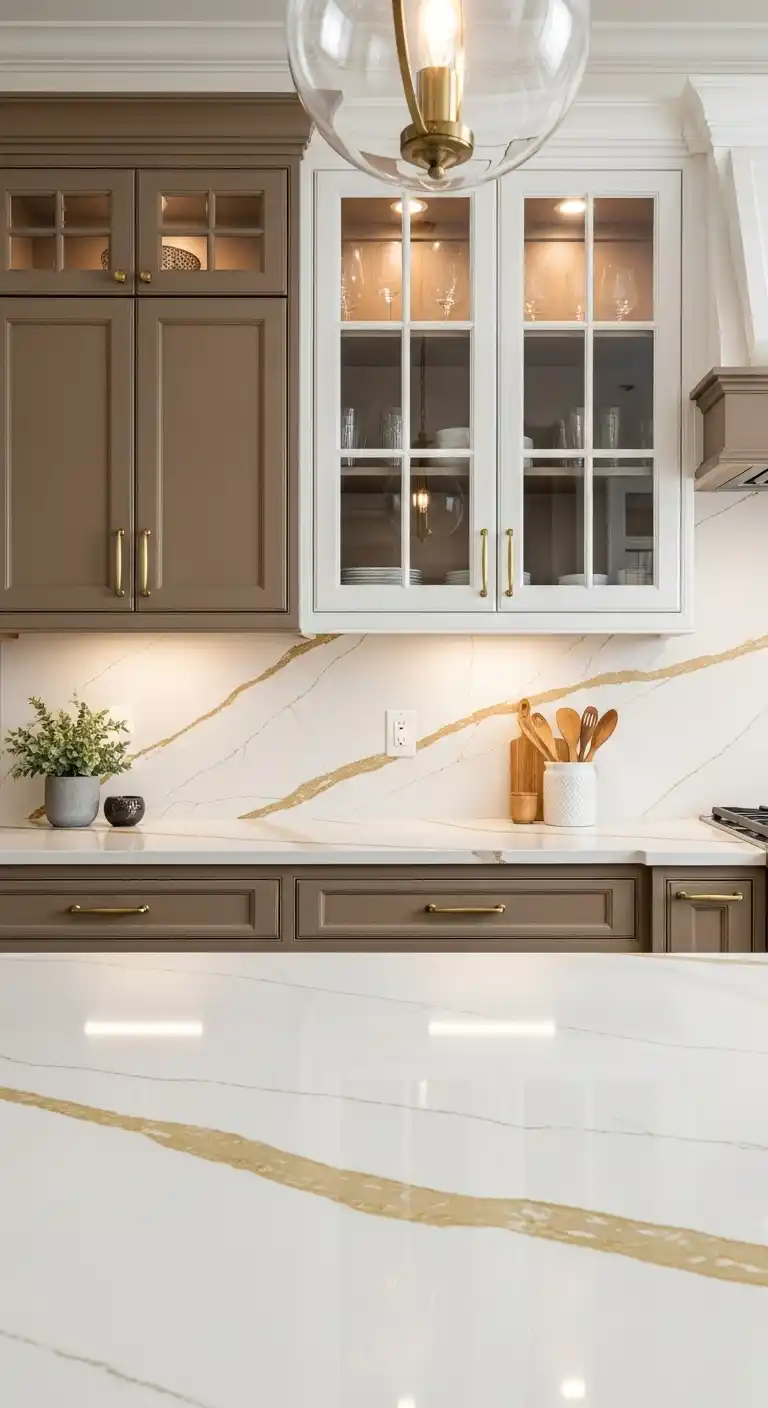 8. White Quartz With Gold Tone Veining