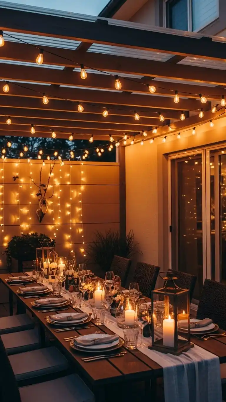 9. Ambient String Lights for Warm Evening Lighting