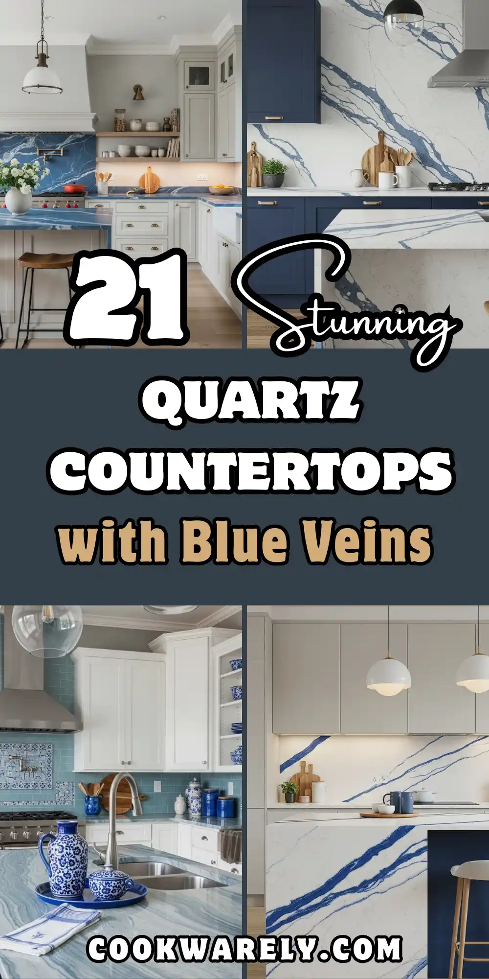 Quartz Countertops with Blue Veins