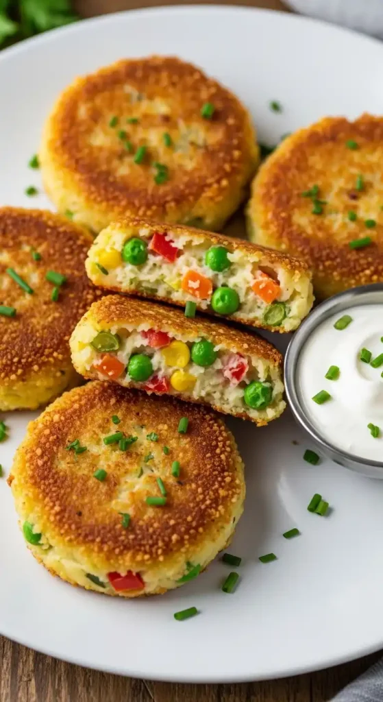 1. Crispy Mashed Potato Patties with Veggie Boost