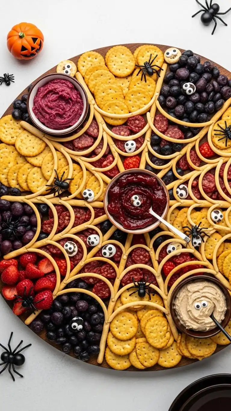 10. Spider Web Halloween Charcuterie Board Ideas