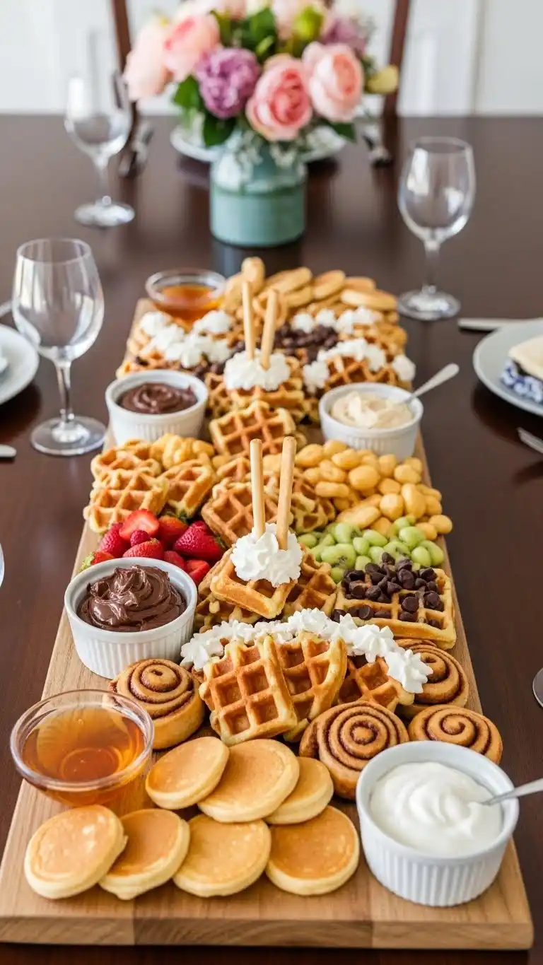 11. Breakfast-Inspired Sweet Board with Waffles