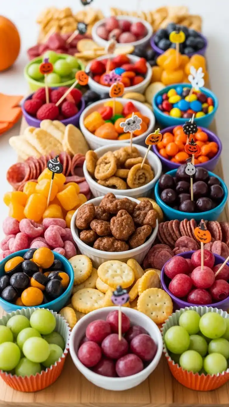 14. Trick-or-Treat Snack Mix Halloween Charcuterie Board Ideas