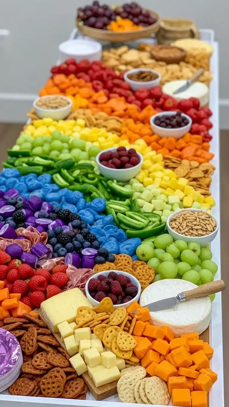 18. Rainbow-Themed Charcuterie Grazing Table