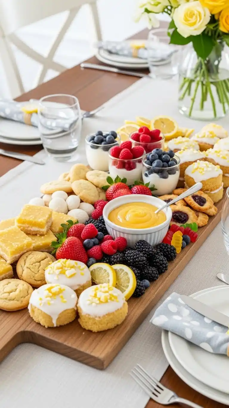 20. Lemon and Berry Themed Dessert Board