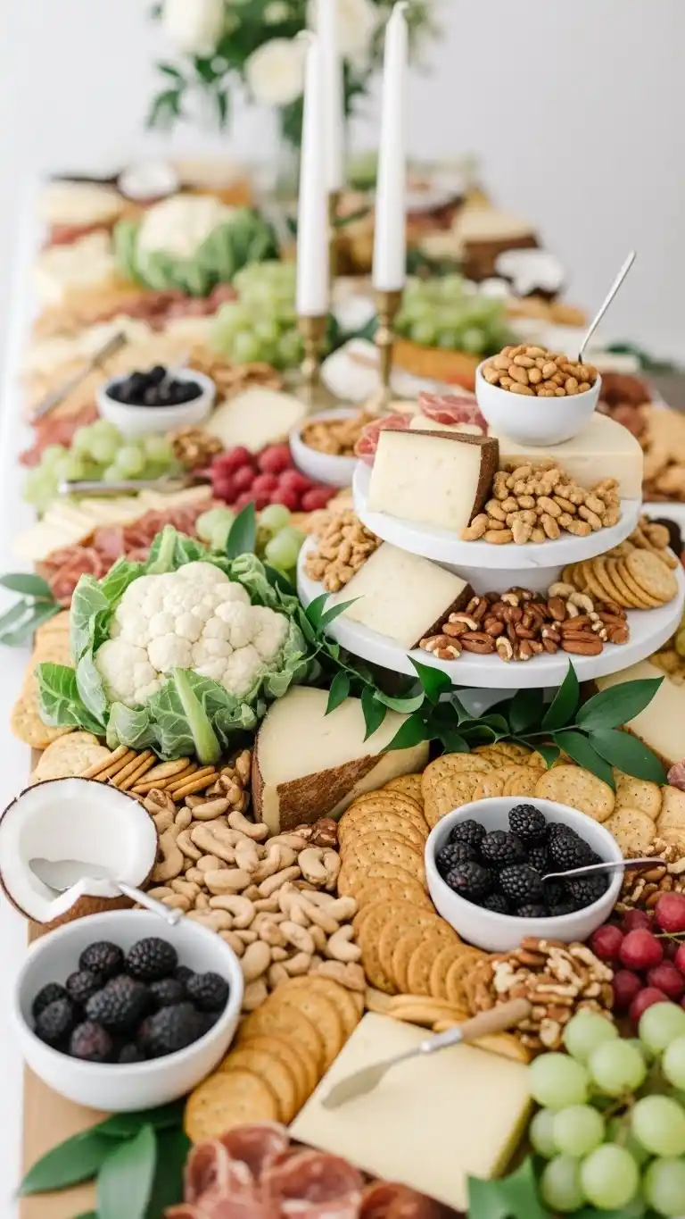 22. Elegant All-White Charcuterie Grazing Table