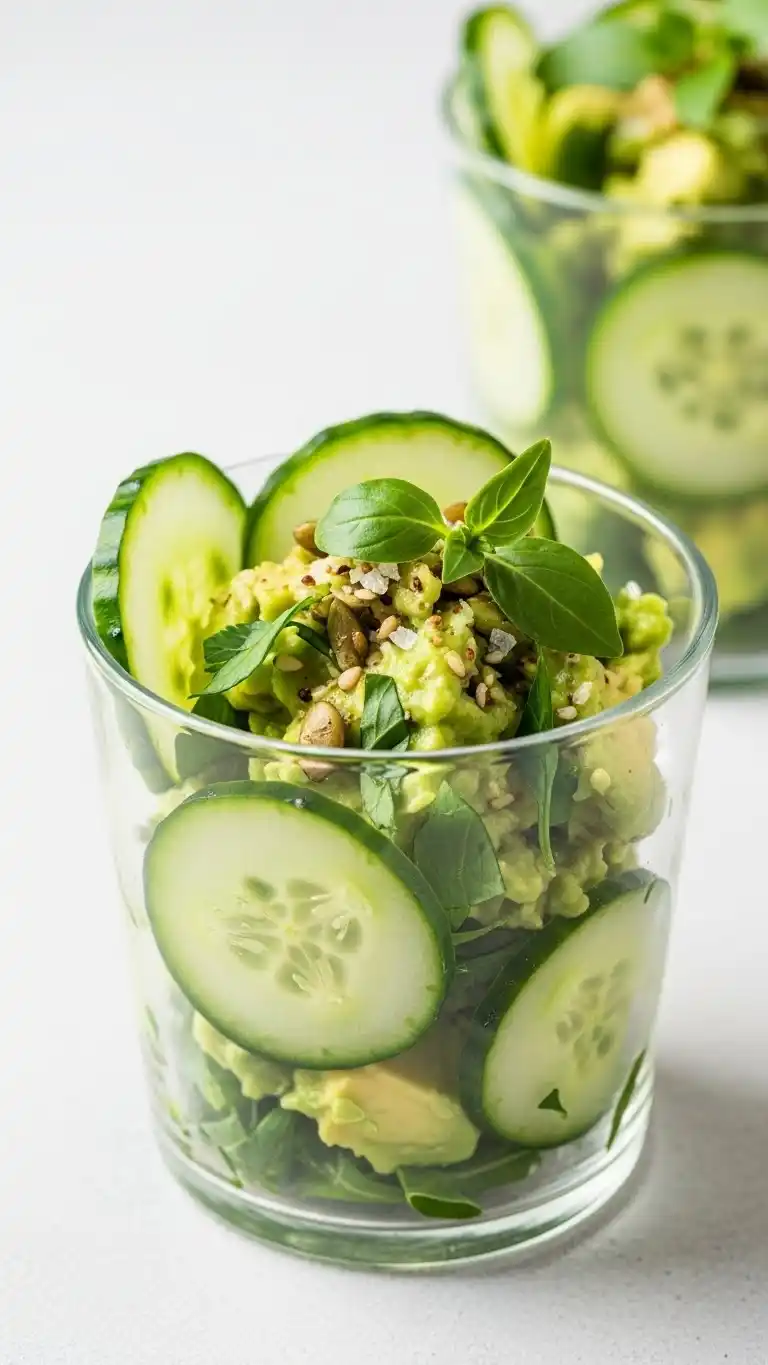 25. Cucumber, Avocado, and Herb Charcuterie Cup