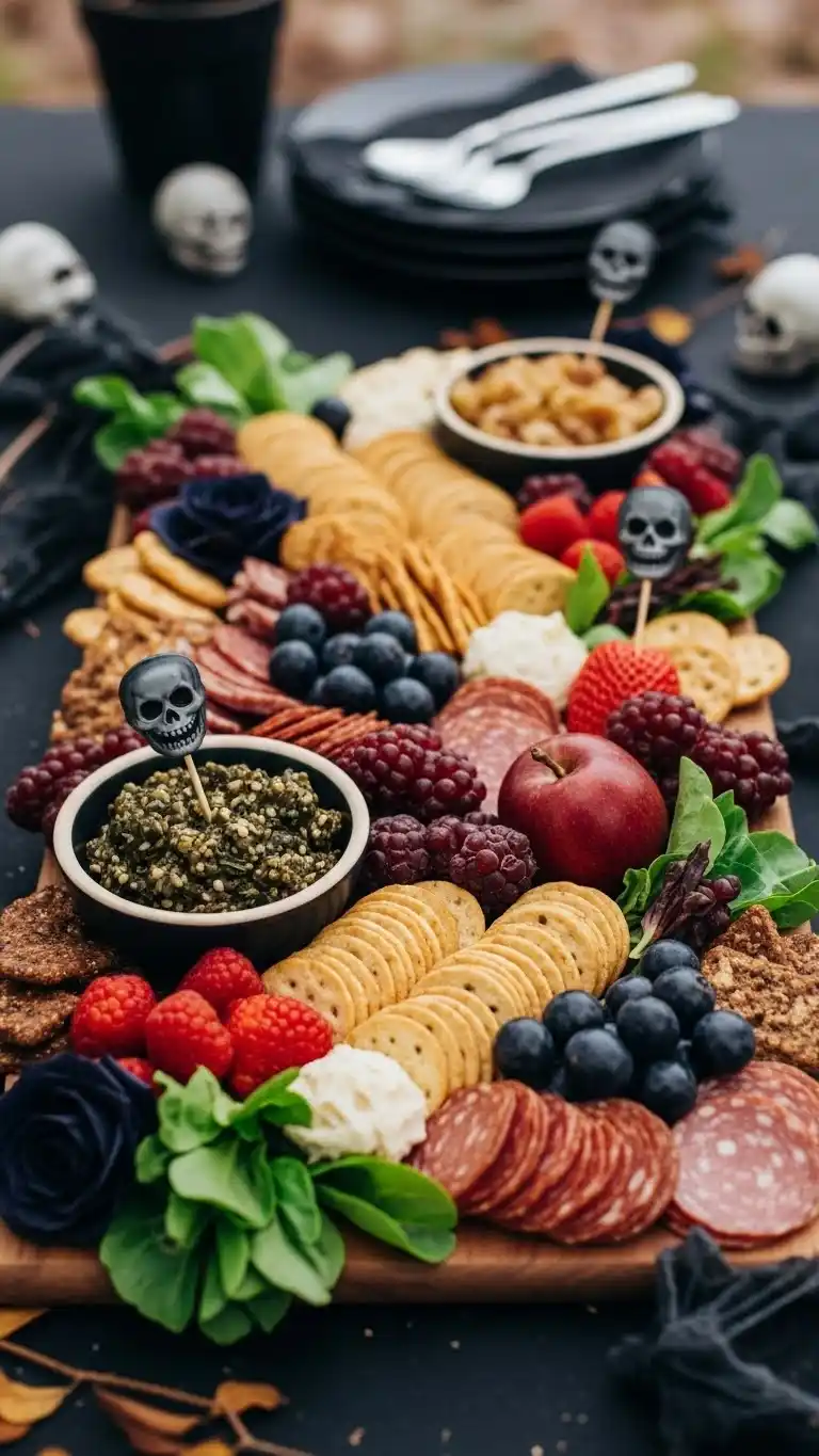 4. Haunted Garden Halloween Charcuterie Board Ideas