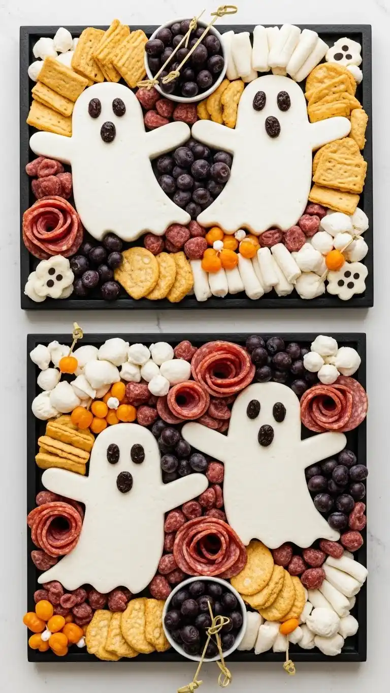 6. Friendly Ghost Halloween Charcuterie Board Ideas
